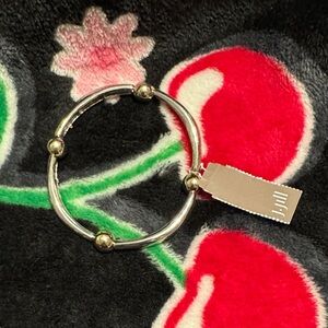 J. Jill Silver and Gold Toned Beaded Stretch Bracelet